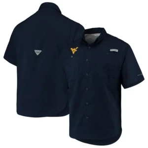 Men's Navy West Virginia Mountaineers PFG Tamiami Omni-Shade Button-Down Shirt