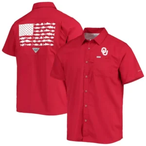 Men's PFG Crimson Oklahoma Sooners Slack Tide Camp Button-Up Shirt