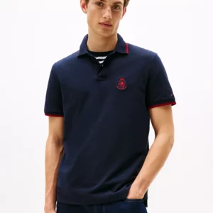 Men's Classic-Fit Seasonal Embroidered Crest Tipped Polo Shirt