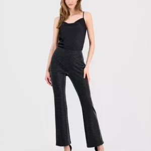 Women's Pull-On High-Rise Flare-Leg Metallic Pants