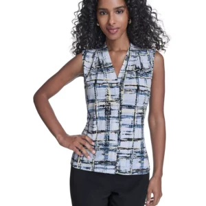 Petite Printed V-Neck Sleeveless Top