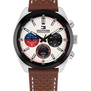 Men's Chronograph Brown Leather Strap Watch, 40mm