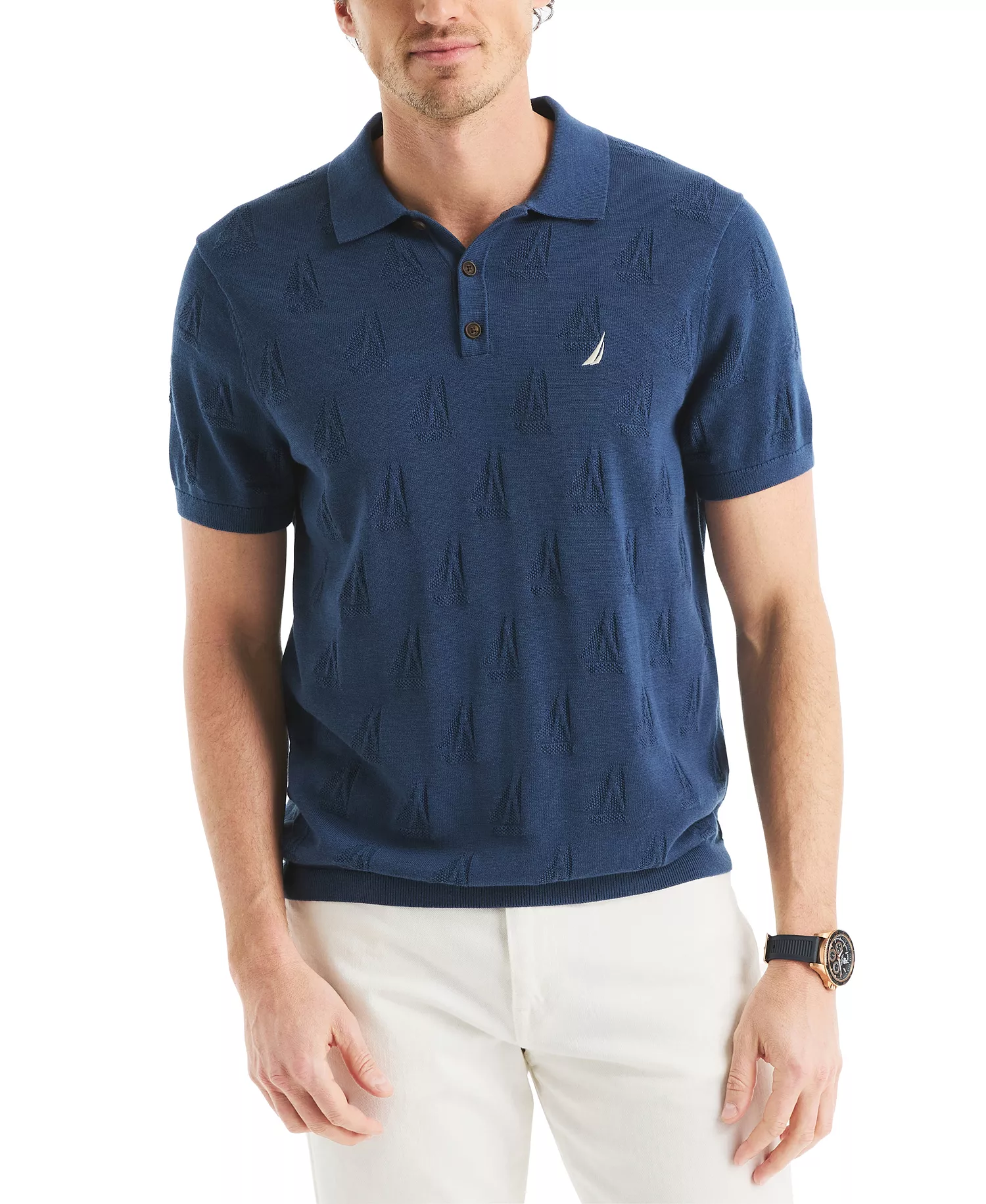mni-05e677c2228c50ea646eebbcc66098ce Men's Sailboat Textured Sweater Polo Shirt — изображение 3