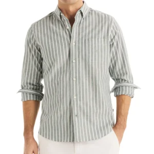 Men's Long-Sleeve Stretch Oxford Strip Shirt