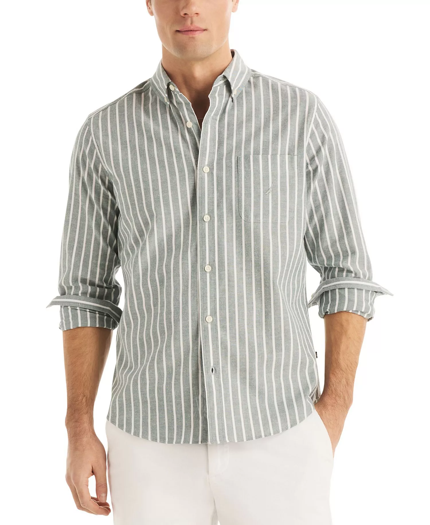 mni-071d382b2552d02f01433af722590e4d Men's Long-Sleeve Stretch Oxford Strip Shirt