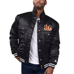 Levi’s x Starter Men's Black Cincinnati Bengals Silver Tab Trucker Full-Snap Jacket