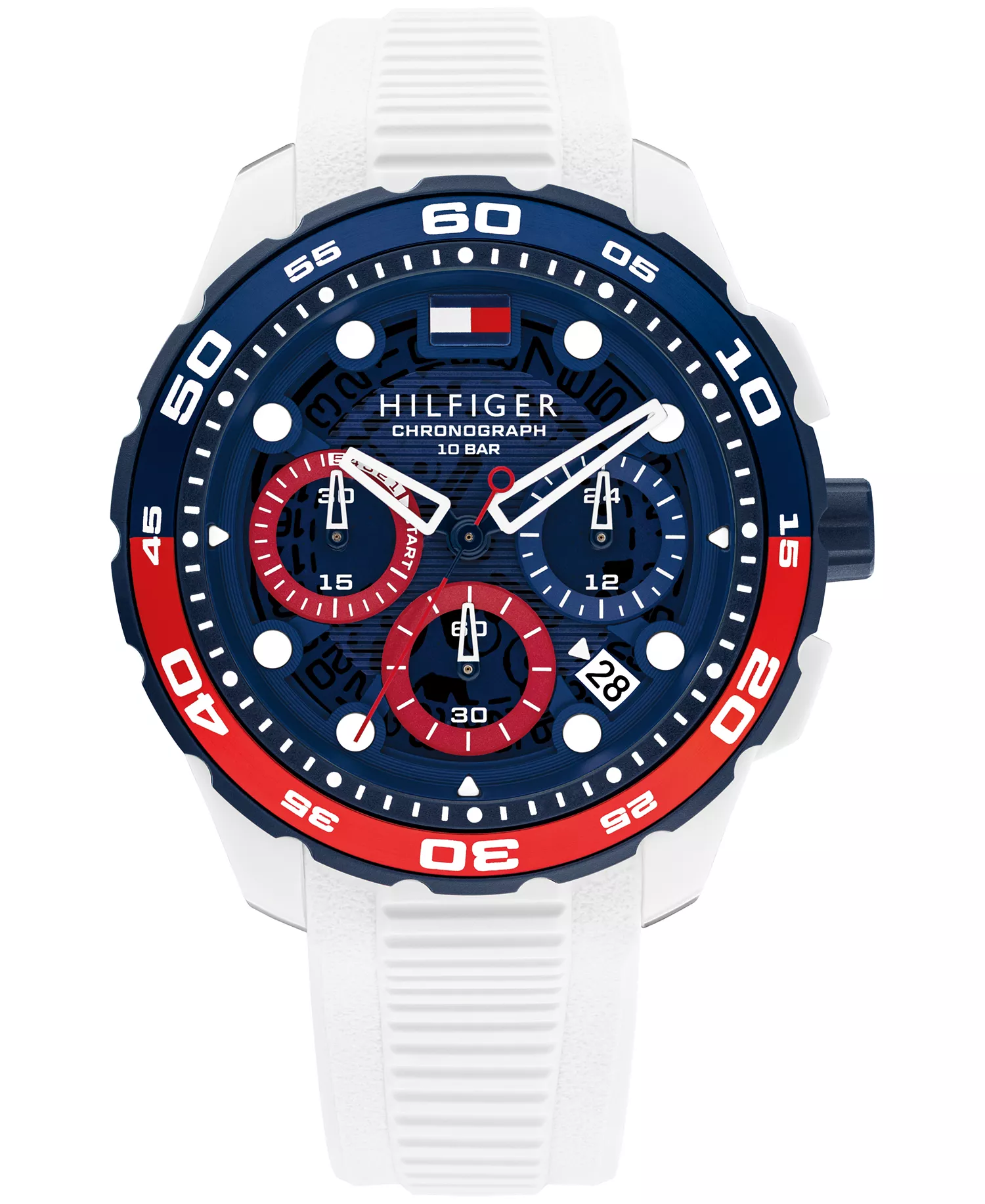 mni-07acbe5f48ec6c36bda5f706570cc386 Men's Chronograph White Silicone Strap Watch, 44mm