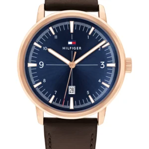 Men's Brown Leather Strap Watch 44mm