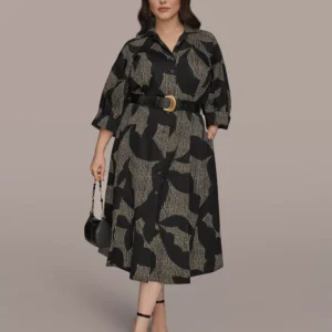 Plus Size Belted Shirt Dress