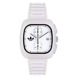 Unisex Chronograph White Polyurethane Watch, 39mm
