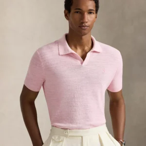 Men's Short-Sleeve Textured Sweater Polo Shirt