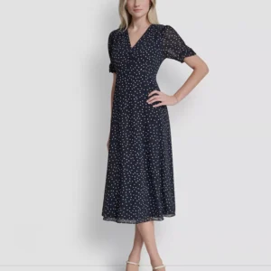 Women's Short-Sleeve V-Neck Midi Dress