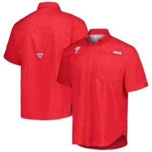 Men's Red Philadelphia Phillies Tamiami Omni-Shade Button-Down Shirt