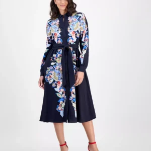 Women's Paisley Button-Down Midi Dress