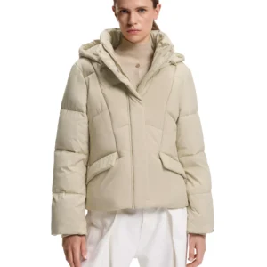 BOSS by Women's Hooded Piped Detail Padded Jacket