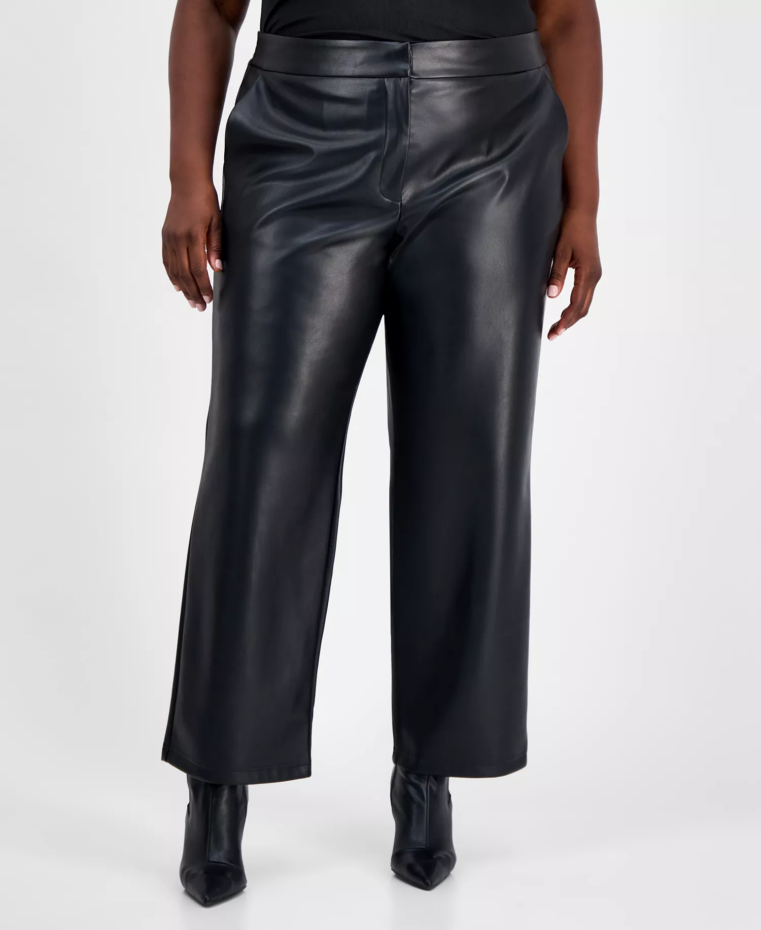 mni-0b96e30e960ff342e3ec5c225206bd0d Trendy Plus Size Faux-Leather Pants, Macy's Exclusive