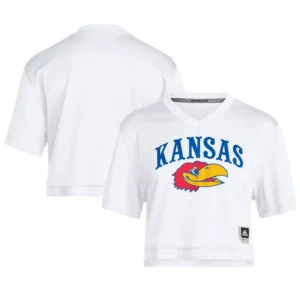 Women's White Kansas Jayhawks White Out Cropped T-Shirt