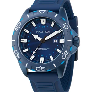 Men's Analog Blue Silicone Watch, 44mm
