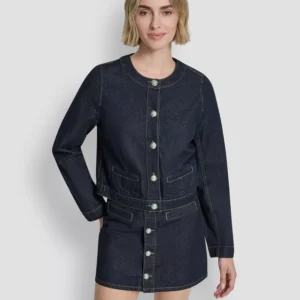 Women's Crew Neck Denim Jacket