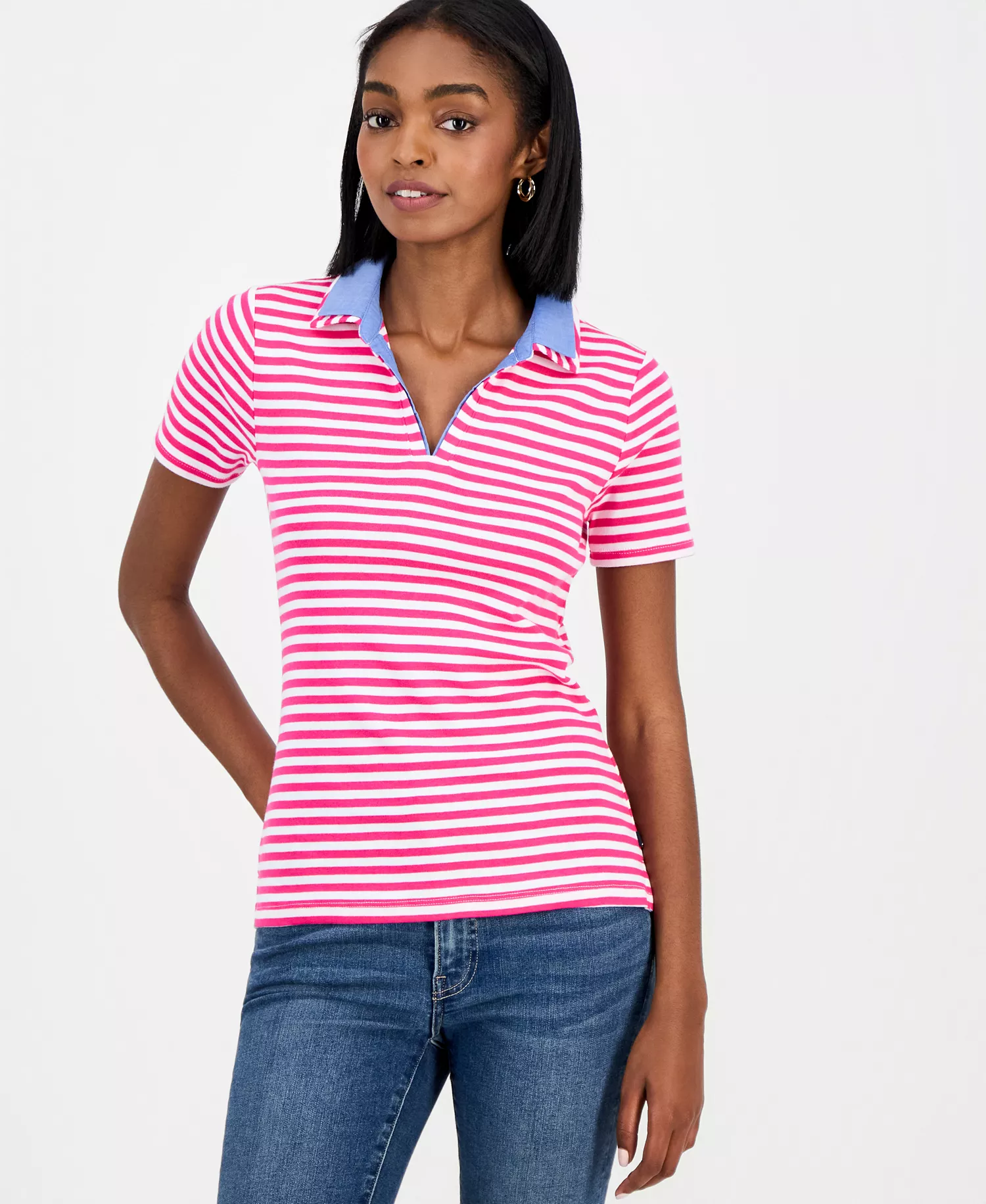 mni-0d659f0fd0ef3ccc42a65d1c4aff487f Nautica Women's Cotton Double-Collar Polo T-Shirt — изображение 4