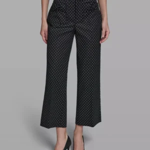 Women's Mid-Rise Straight Polka Dot Bow-Pocket Pants