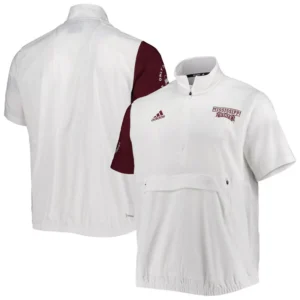 Men's White Mississippi State Bulldogs M STM AEROREADY Half-Zip Jacket