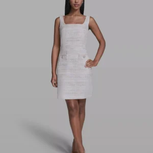 Women's Metallic A-Line Square Neck Dress