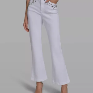 Women's Mid-Rise Studded-Pocket Straight Jeans