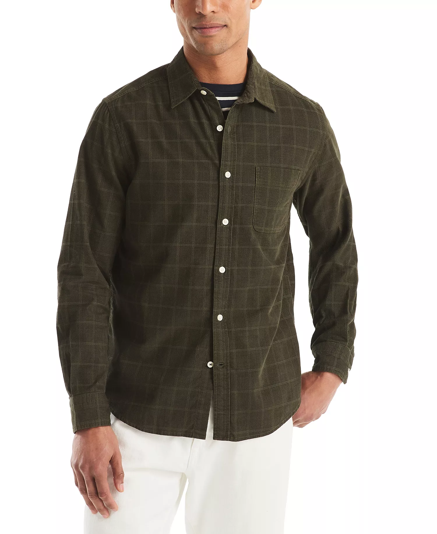 mni-12d484cc8714076c501b32584080bc4c Men's Long Sleeve Corduroy Plaid Dobby Shirt — изображение 3