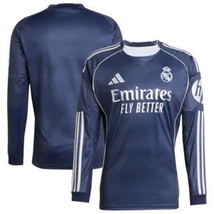 Men's Blue Real Madrid 2025/26 Home Long Sleeve Replica Jersey