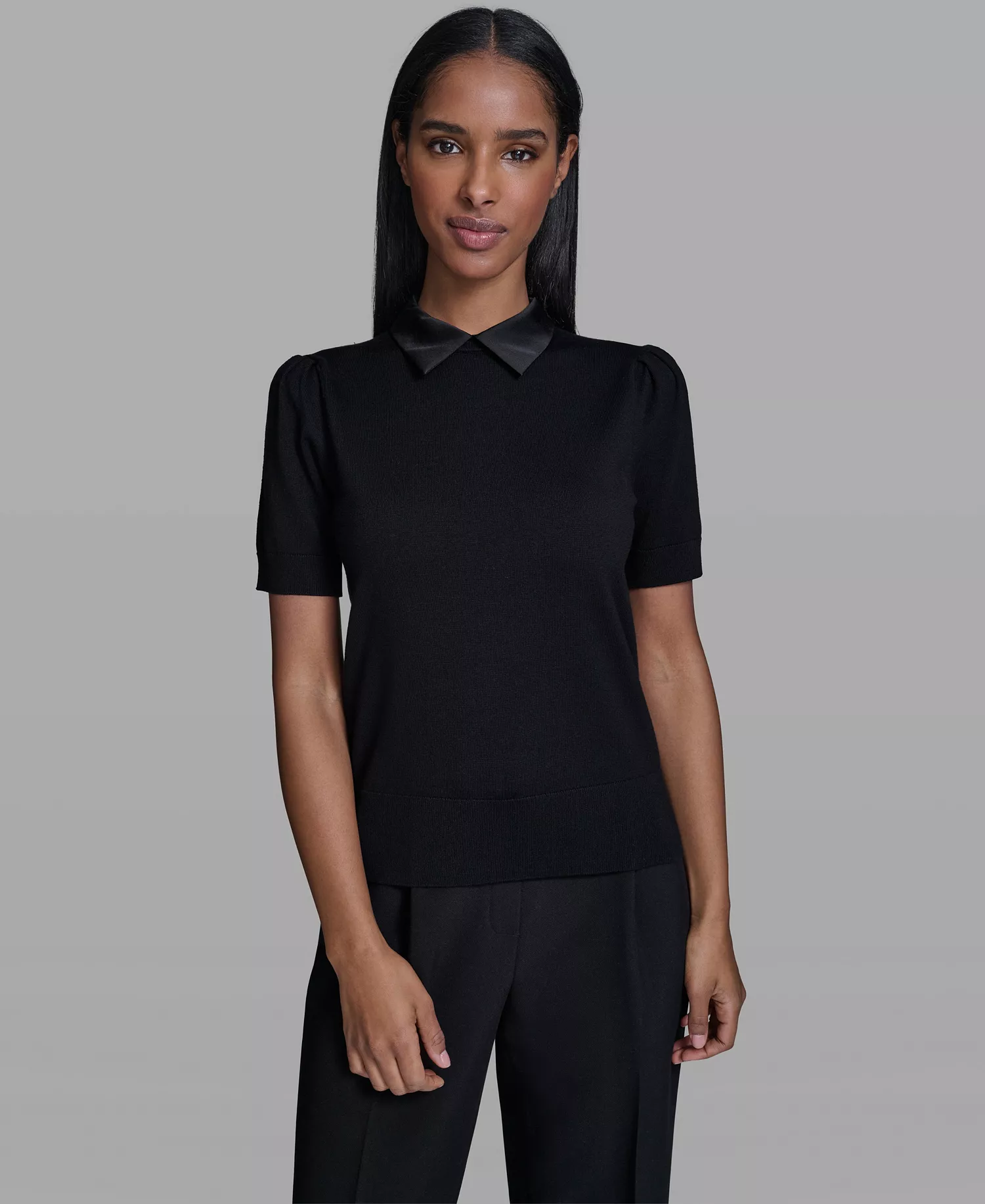 mni-1466b0b2fa461399b8fa1f2403133645 Women's Satin-Collared Sweater