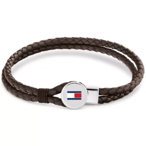 Men's Brown Leather with Stainless Steel Braided Bracelet