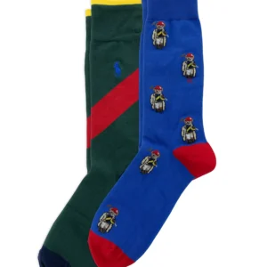 Men's Polo Society Mini Bear Crew Socks, 2-Pack