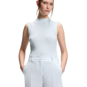 BOSS by Women's Mock Neckline Ribbed-Knit Top