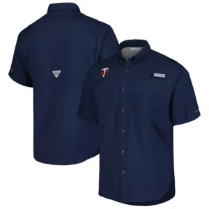 Men's Navy Minnesota Twins Tamiami Omni-Shade Button-Down Shirt