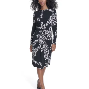 Women's Jersey Surplice Long-Sleeve Crewneck Dress
