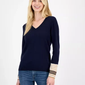 Nautica Women's Cotton V-Neck Sweater