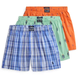 Men's Single-Button Fly Woven Boxers, 3-Pack Set
