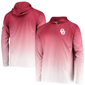 Men's Crimson Oklahoma Sooners Terminal Tackle Omni-Shade UPF 50 Long Sleeve Hooded T-shirt