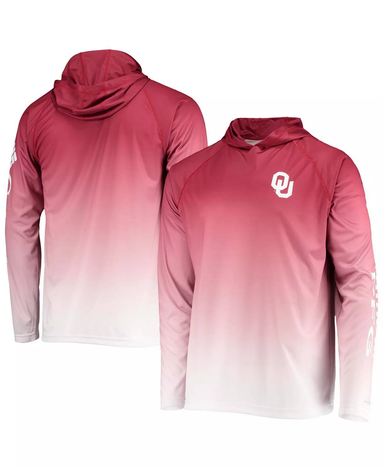 mni-1823e6e96609e164866855c821c37c19 Men's Crimson Oklahoma Sooners Terminal Tackle Omni-Shade UPF 50 Long Sleeve Hooded T-shirt