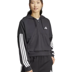 Women's Essentials 3-Stripes French Terry Quarter-Zip Hoodie