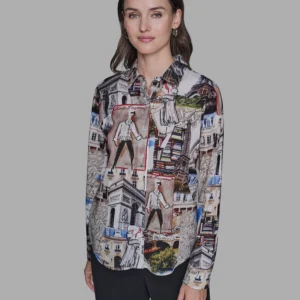 Women's Printed Long-Sleeve Blouse