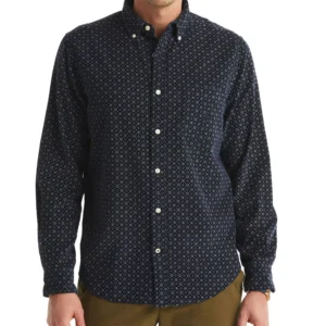 Men's Straight-Collar Corduroy Print Shirt