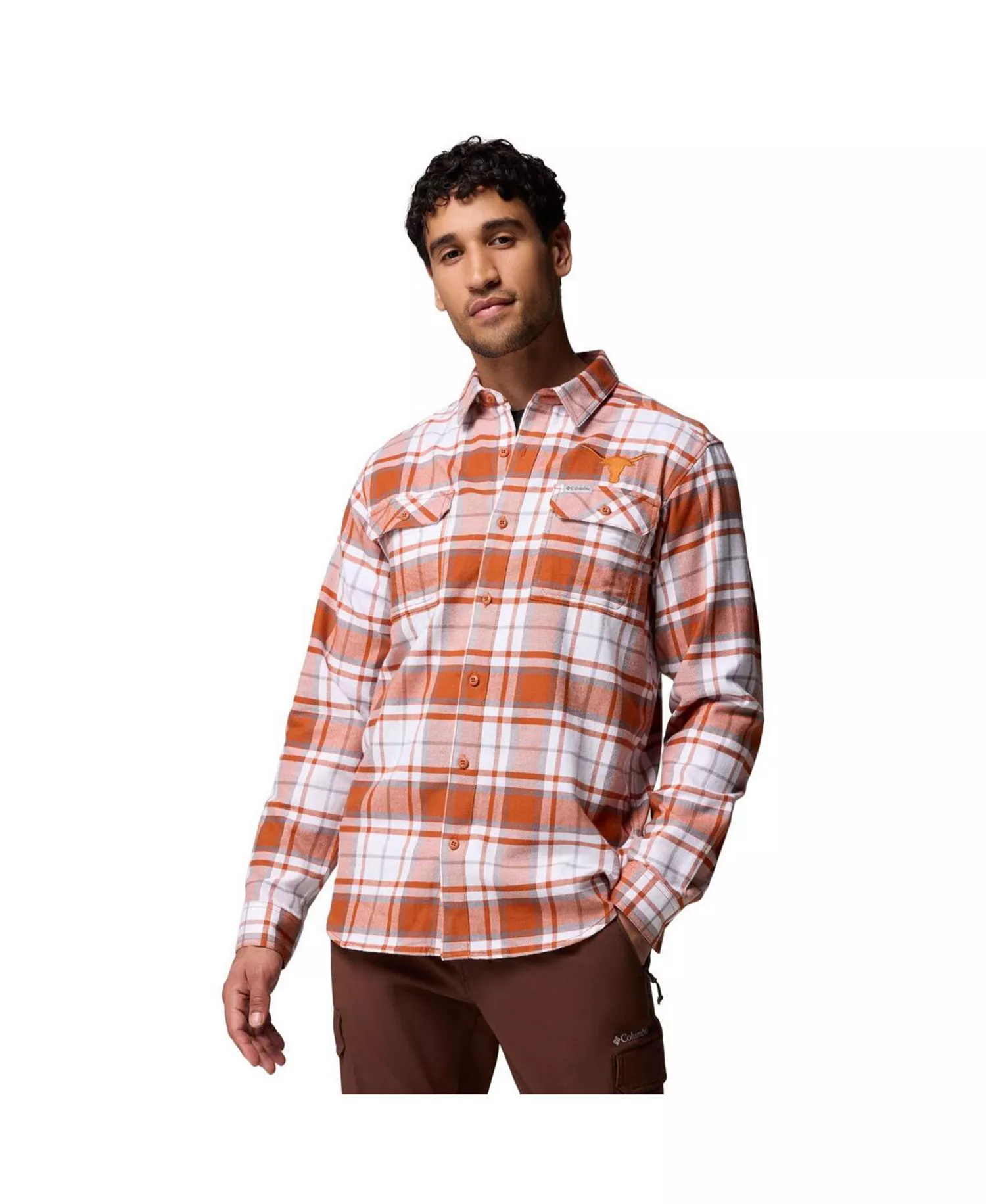 mni-1cb9c00266ac2827fe70dd3a0ea5c0da Men's Texas Orange Texas Longhorns Omni-Wick Flannel Long Sleeve Button-Up Shirt