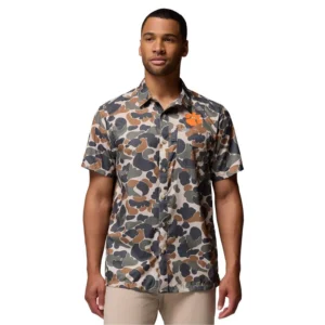 Men's Camo Clemson Tigers Super Slack Tide Omni-Wick Button-Up Shirt