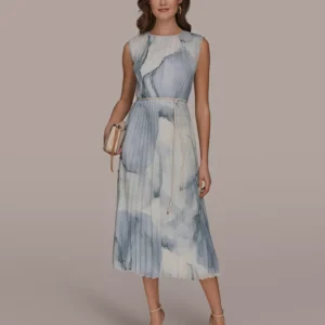 Women's Sleeveless Pleated A-Line Midi Dress