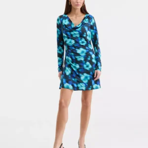 Women's Printed Cowlneck Minidress, Macy's Exclusive