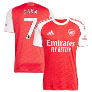 Men's Bukayo Saka Red Arsenal 2025/26 Home Replica Player Jersey