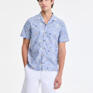 Men's Classic-Fit Printed Button-Down Camp Shirt