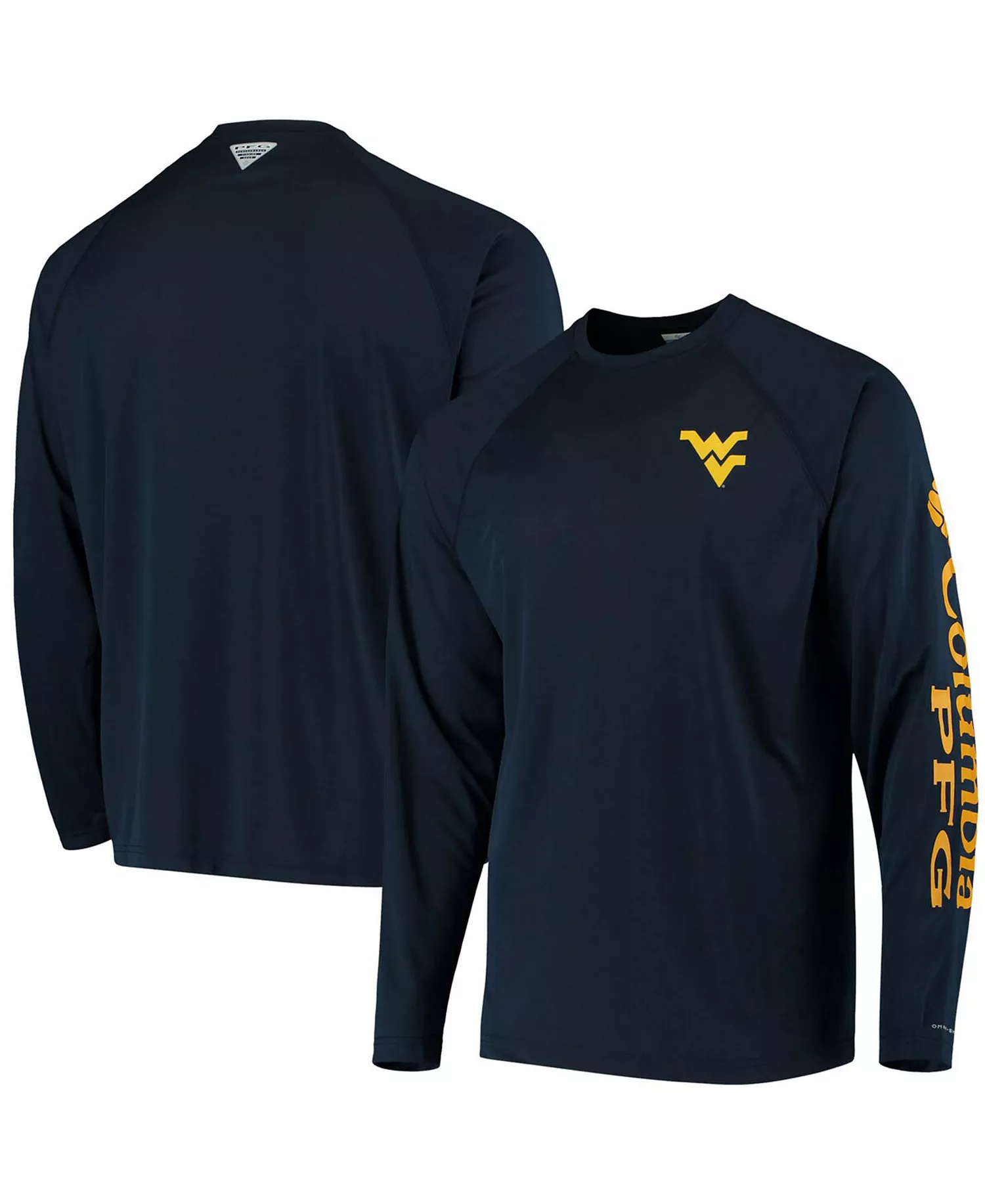 mni-2137c3a2901ad8e04ce0e4de5fe3604f Men's PFG Navy West Virginia Mountaineers Terminal Tackle Omni-Shade Long Sleeve T-shirt